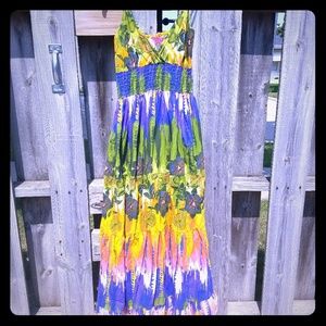 Pink Apple Flowy Long Patterned Dress.